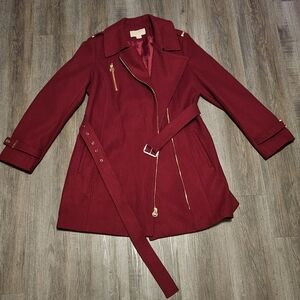 MICHAEL Michael Kors Red Trench Coat with Belt
